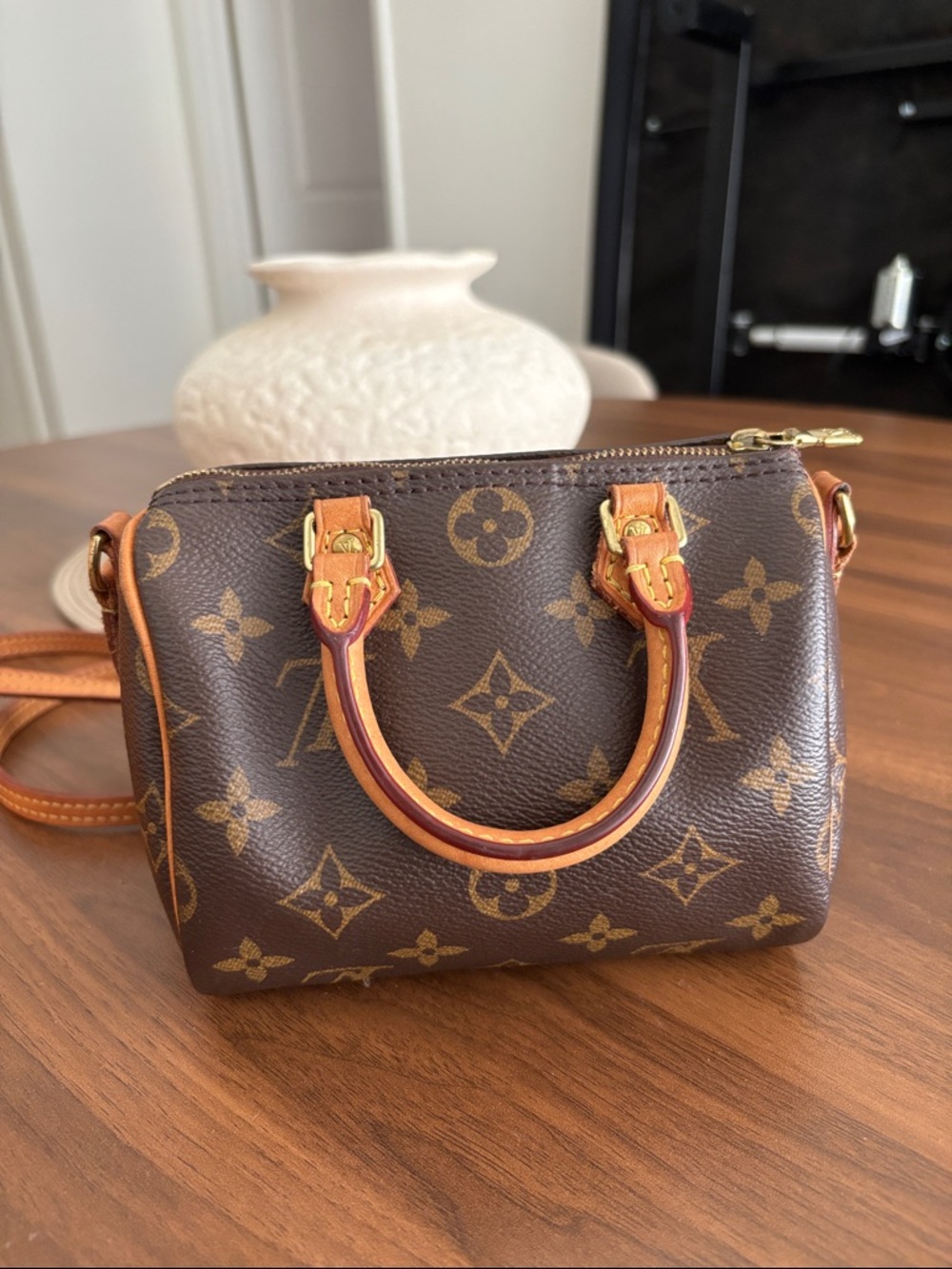 Louis Vuitton Monogram Mini Speedy Handbag - Brown & Tan